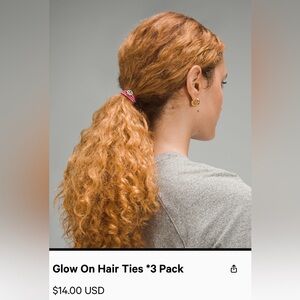 NWT Lululemon Glow On Hair Ties *3 Pack Color: Black/White/Grey